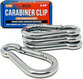 Stainless Steel Carabiner Clip, 4 Pack, 316 Marine Grade, Heavy Duty Spring Snap Hooks, Mini and Large Sizes, 2" to 4" Options