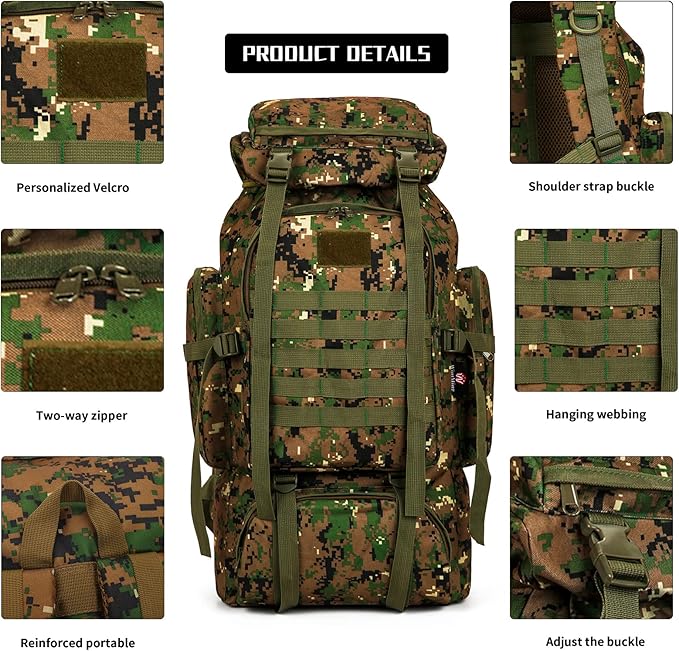 Hiking Backpack for Men 70L/100L Camping Backpack Military Rucksack Molle 3 Days Assault Pack for Climbing | Camping Backpack, 3 Days Assault Pack, for Climbing