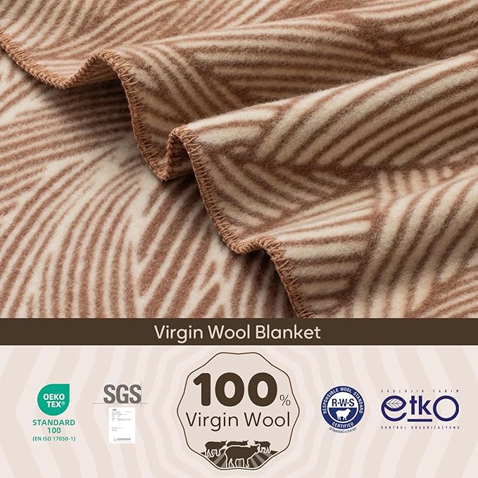 Molithe 100% Wool Blanket, 48" x 62", Warm, Thick, Washable, Military Wool Blanket, Great for Camping, Outdoors, Sporting Events, Survival Kits