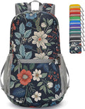 ZOMAKE Ultra Lightweight Hiking Backpack 20L, Packable Small Backpacks Water Resistant Daypack for Women Men(Navy blue,Floral pattern)
