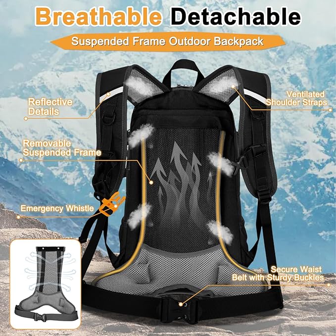 OLEMA Hiking Backpack, 25L Lightweight Travel Backpacks,Camping Daypack for Outdoor Sports,Lightweight Travel Camping Backpack for Men Women