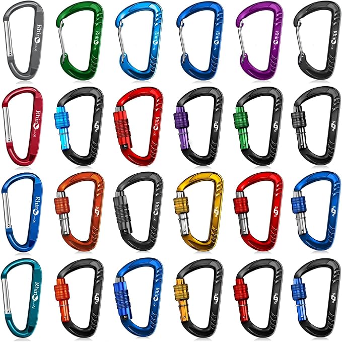 Rhino Produxs 12kN (2697 lbs) Heavy Duty Carabiner Clips, for Securing Pets, Outdoor, Camping, Hiking, Hammock, Dog Leash Harness, Keychains