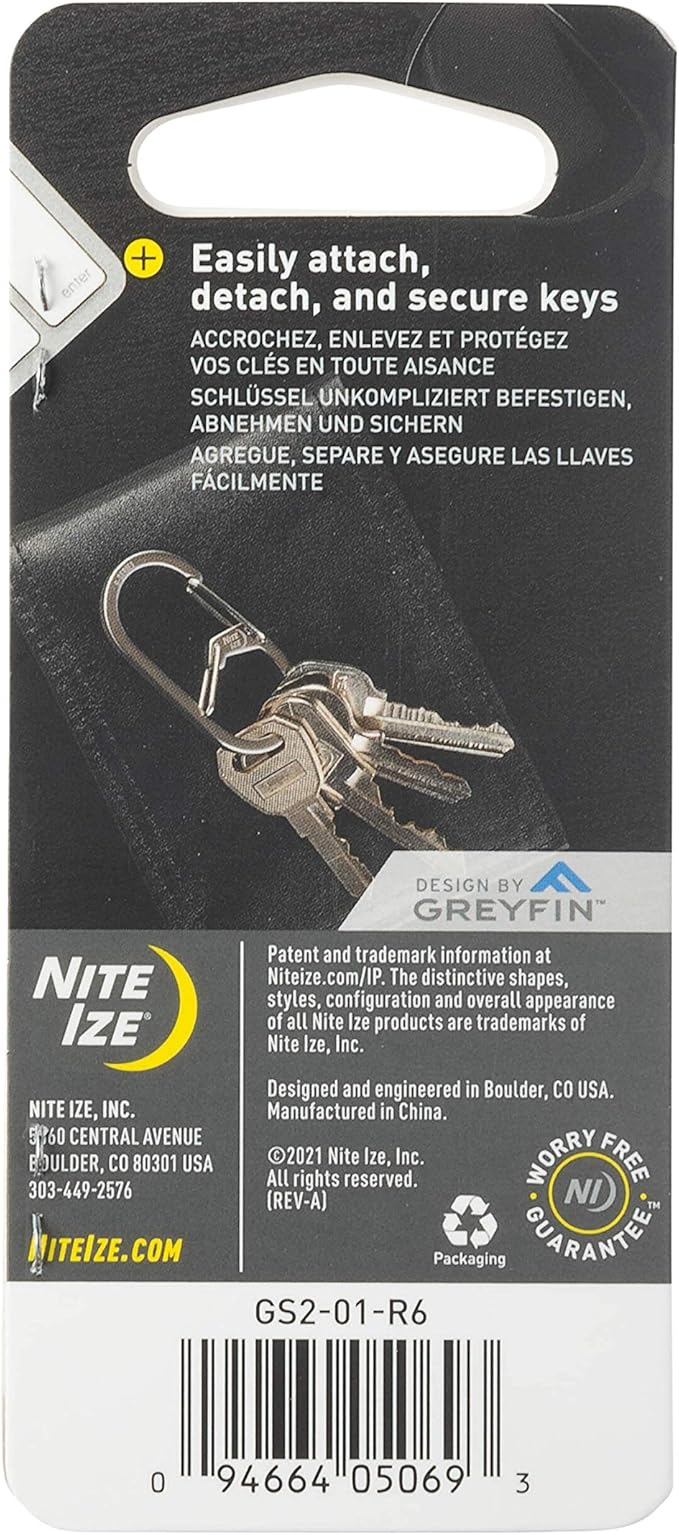 Nite IZE GS2-01-R6 G-Series Dual Chamber Carabiner, Size #2 1-Pack, Black
