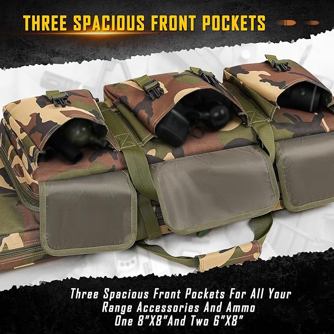 DULCE DOM 32/36/42/48/52 inch Double Rifle Case Soft Gun Bag for Rifles Pistols Storage & Transportation, All Around Shooting Range Tactical Backpack for Hunters Shooters, Gift for Boyfriend, Husband