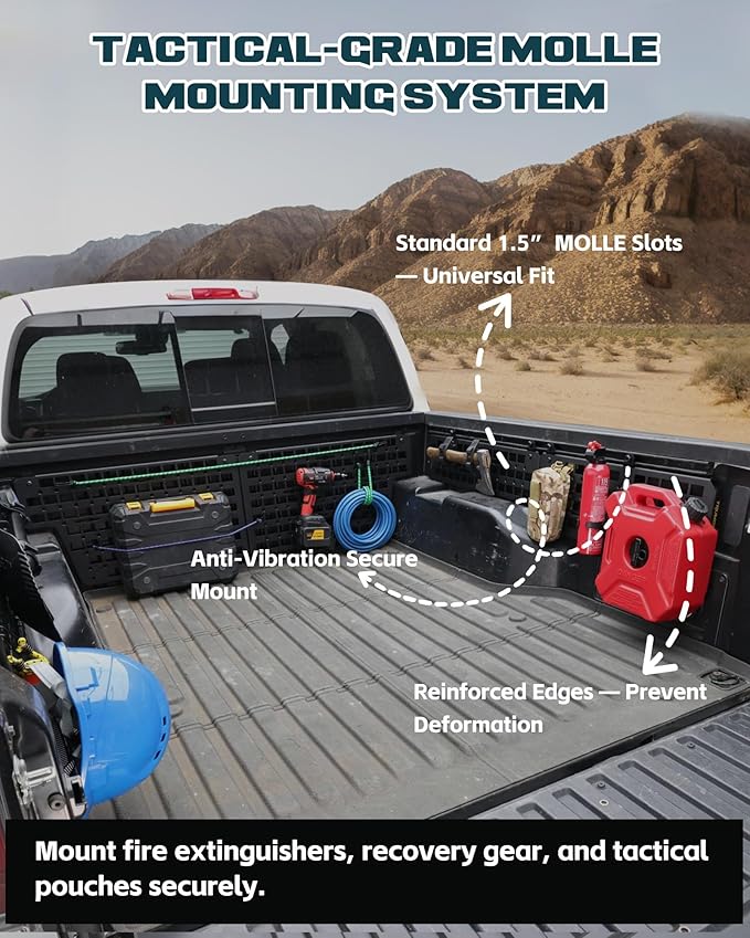 Trumgeta Front Bed MOLLE Panels Fit for 2016-2023 Toyota Tacoma 5FT Bed, Heavy-Duty Aluminum Truck Storage Organizer System for Camping, No-Drill Installation Truck Bed Organizer Accessories