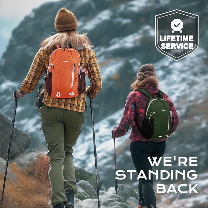 VPBAGE 15L Water-resistant Hiking Daypack, Small Backpack Travel Outdoor, Lightweight Packable Day Pack Carry On for Women Men Adults
