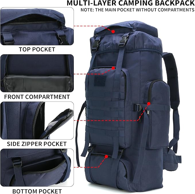 Hiking Backpack for Men 70L/100L Camping Backpack Military Rucksack Molle 3 Days Assault Pack for Climbing | Camping Backpack, 3 Days Assault Pack, for Climbing