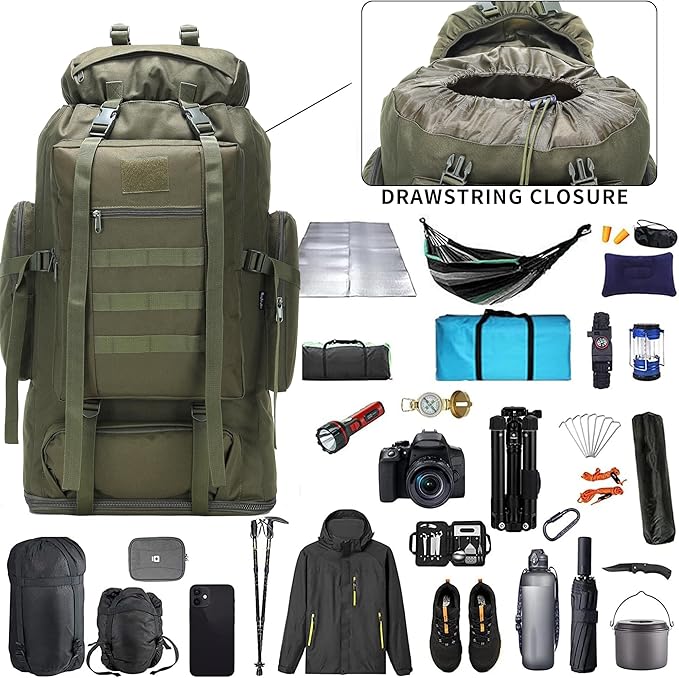 Hiking Backpack for Men 70L/100L Camping Backpack Military Rucksack Molle 3 Days Assault Pack for Climbing | Camping Backpack, 3 Days Assault Pack, for Climbing