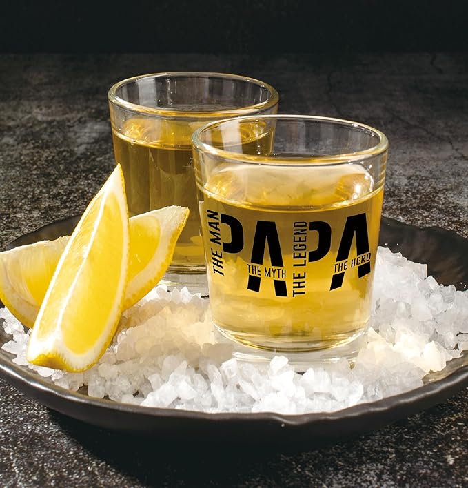Nogrit Papa Gifts Whiskey Glasses 10 oz, Papa Dad Gifts for Father's Day Birthday from Sons Daughters, Father Old Fashioned Rocks Glasses for Men Drinking Cocktail Scotch Vodka Tequila Rum