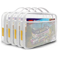 holay 4 Packs Large PVC Toy Storage Organizer with Zipper, Name Tag & Manual Pocket, Clear Durable Case for Blocks, Clay, Board Games, Travel (White, Large)