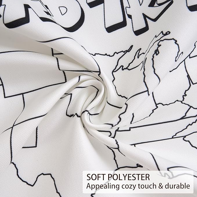 Let's go a Road Trip USA Map Coloring Pillowcase with 12 Fabric Markers, Set of 2, DIY Color 50 US States Visited Map Travel Tracker Pillow sham Cover case for Adventure RV Camper（18x18 inch）