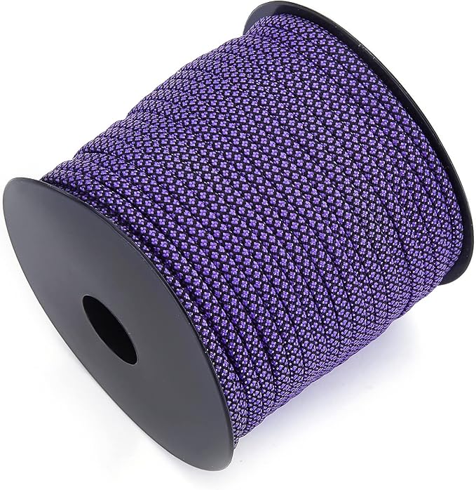 MOOCY Paracord 550,5/32 in x 164 ft (4mm x 50m),7 Inner Strands/Parachute Cord,Nylon Type III Paracord,Ideal Nylon String for Survival & Camping Gear,Purple Black