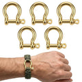 Gold 5/32" Bow Shackle, 5 Pack with Tool, 1433lbs D-Ring Shackle Clasp, Small Stainless Style Anchor Shackle for Paracord Bracelet, Survival Gear