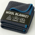 Wool Camping Blanket – 70% Wool Heavy-Duty Military Style Throw, Warm & Washable, Fire Retardant Cover for Emergency, Survival & Outdoor Use – Perfect for Camping, Car, Home & Hiking, Navy 66x90