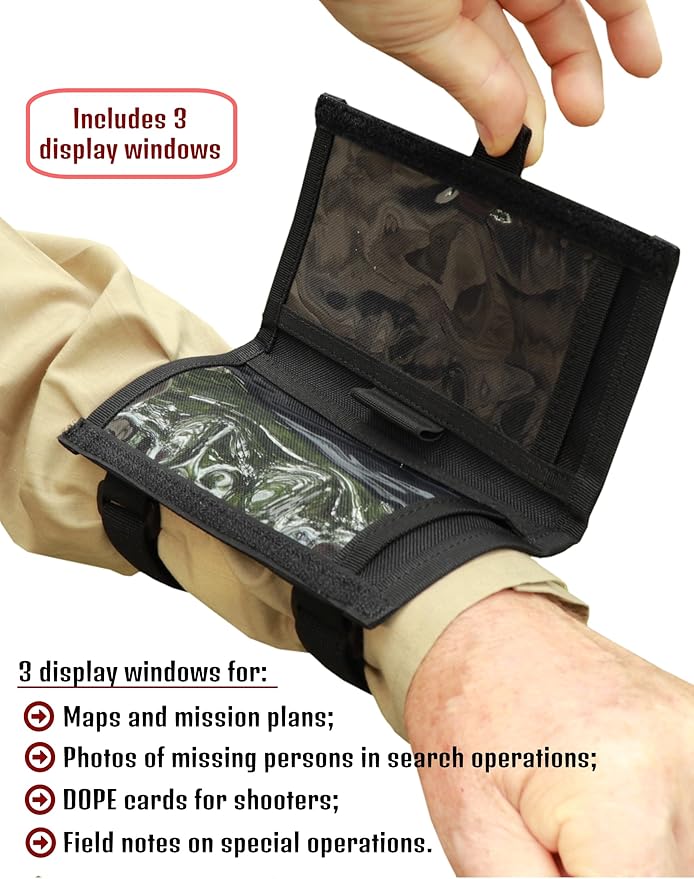 Underalert Tactical Wristband Dope Card Holder Sniper Data Book Quarterback Sleeve Wrist Coaches Football Play Wristbands Youth Flag Armband Sports Coach Playbook Adult
