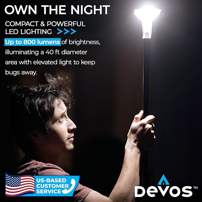 Devos Outdoor | LightRanger 800 Lumen Rechargeable Telescoping LED Lantern | 30 Hour Run Time | Illuminates a 40 Foot Diameter Area | 2 Pack with Padded Case