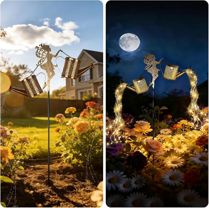 SRNPMIU Solar Watering Can Light - Solar Yard Decorations Outdoor,Garden Decor Lights for Yard,IP65 Waterproof Hanging Lantern Lights,Outside Garden Flower Bed Decor Light for Moms Birthday 2PCS