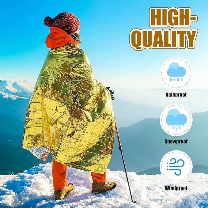 300 Pcs Emergency Blanket and Sock Bulk, Emergency Thermal Space Blankets Survival Winter Socks Gold and Silver Double-Sided Insulating Kits for Outdoors Camping Homeless Hiking