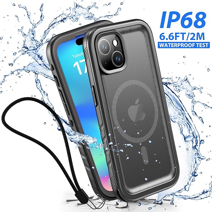 SPORTLINK for iPhone 15 Case - IP68 Waterproof Military Protective Full Body Heavy Duty Shockproof 360 Sealed Dustproof with Camera Screen Protector Phone Cover for i Phone 15 6.1" Mag/Black
