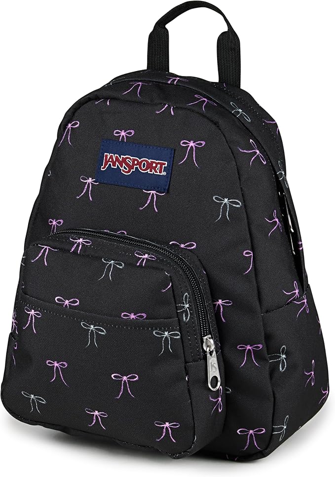 JanSport Half Pint Mini Backpack, 10.2 L - Durable Mini Bag Purse with Adjustable Shoulder Straps, Single Main Compartment, Zippered Stash Pocket, Bad Bows