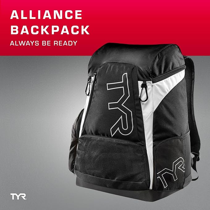 Alliance Backpack TYR Wet/Dry Athletic Gym and Pool Bag for Men and Women - Separate Wet/Dry Compartments, 45L Capacity, Ergonomic, Water-Resistant - Available in Team Colors