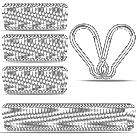 120PCS M4 Heavy Duty Carabiner Clip, 1.57Inch Snap Hook Quick Link Small Carabiner Clips,Spring Link Buckle for Fishing Camping Hammock Dog Leashes-110LBS Holding Capacity (Silver)