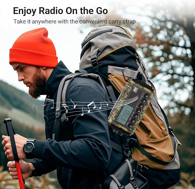 Emergency Radio 12000, Auto Digital Weather Radio Portable AM FM SW NOAA, Battery Operated Rechargeable Solar Hand Crank Radio with Flashlight, Cell Phone Charger, SOS, Type C Adapter