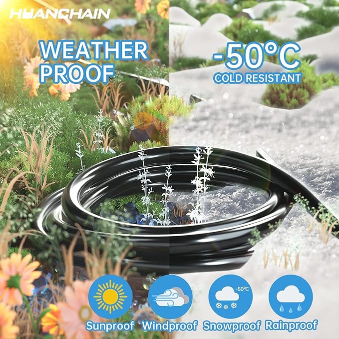 HUANCHAIN Indoor Outdoor Black Extension Cord 15 ft Waterproof, 16/3 Gauge Flexible Cold-Resistant Appliance Extension Cord Outside, 13A 1625W 16AWG SJTW, 3 Prong Electric Cable, ETL