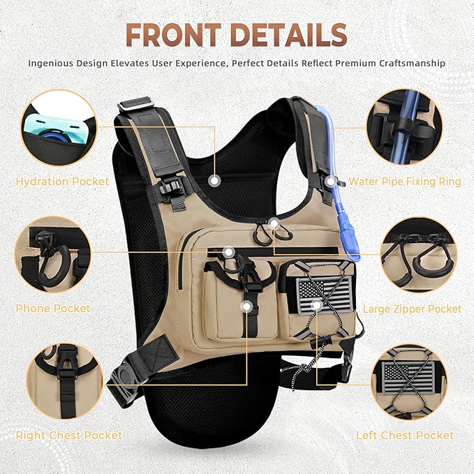 Criuage USA Original Patent Running Hydration Vest Backpack, Lightweight Chest Pack with 2.0L Water Bladder Bag Daypack for Hiking Running Cycling Race Marathon for Women Men