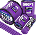 1200 Paracord Rope - 4.4mm 14 Strand Nylon Parachute Spool para Cord Lanyard for Outdoor Camping Survival Utility Tent Crafting DIY Projects Fishing Clothsline Bracelet - Purple 500FT