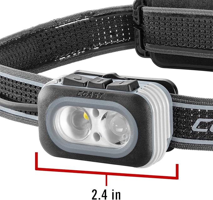 Coast RL20R 1000 Lumen Tri-Color LED Rerchargeable Headlamp with Flood and Spot Beams, Variable Light Control, Fixed Focus, Ultra-Strap, Red/Green Modes