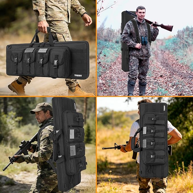 TORIBIO Double Rifle Case Soft Bag 32" 34" 36" 42" 46" 48'' 51“ 55” Gun Case Tactical for Rifle Firearm Storage, Transportation and Hunting Shooting Range, Rifle Backpack