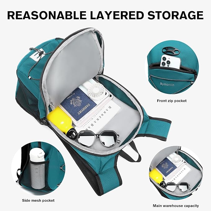 Ultra-Light Soft Daypack 15L/20L, Cushioned Breathable Back Panel Backpack, Lightweight Packable Travel Backpack (Green, 20L)