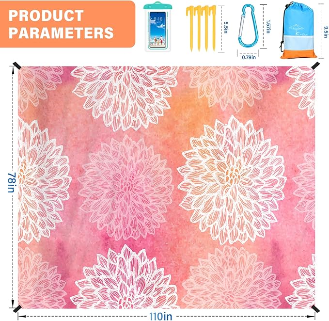 Famstar Beach Blanket Oversized Extra Large78 X 110",Waterproof Sandproof Beach Blanket 2-8 Adults Lightweight Durable for Travel Camping Hiking Picnic
