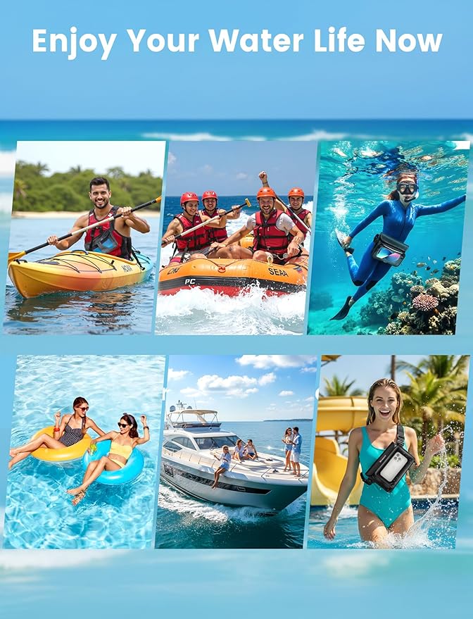 Niveaya IPX8 Waterproof Fanny Pack for Men Women, Large Capacity Touch Screen Dry Bag for Kayaking, Paddle Boarding, Waterpark & Swimming Essentials, Adjustable Waist Strap Pouch for Cell Phone