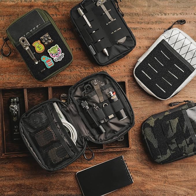TACTICAL GEEK Block E3.0 EDC Compact Waist Pocket Pouch, Men EDC Pouch Organizer, Multi-Purpose Molle Tool Pouch, Utility Tool Organizer Bag for Daily Essentials Carry(Black Camo)