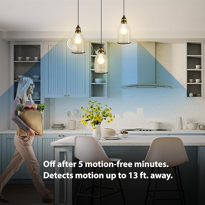 Feit Electric LED Motion Sensor Light Bulb, A19 60W Equivalent, 5CCT, Non-Dimmable, E26 Medium Base, 90 CRI, 800 Lumens, Adjustable White, 15 Years Lifetime, OM60/5CCTCA/MM/LEDI