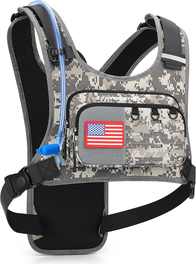 Maelstrom Running Vest, Detachable Hydration Backpack for Men Women with 2L Water Bladder & Chest Pack, Breathable Hiking Water Backpack for Cycling, Climbing, Marathon