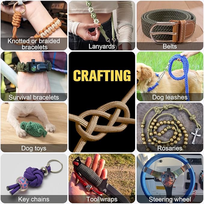 Paracord Rope 550 lb - 200ft 5/32" Parachute Cord 4MM 7-Strand para Cord - Heavy Duty Spool String for Survival,Camping Gear, Survival Bracelet, Clothesline - Khaki