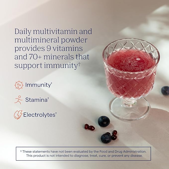 Trace Minerals | Power Pak Electrolyte Powder Packets | 1200 mg Vitamin C, Zinc, Magnesium | Boost Immunity, Hydration and Natural Energy | Pomegranate Blueberry | 30 Packets