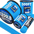 1200 Paracord Rope - 4.4mm 14 Strand Nylon Parachute Spool para Cord Lanyard for Outdoor Camping Survival Utility Tent Crafting DIY Projects Fishing Clothsline Bracelet - Blue 200FT