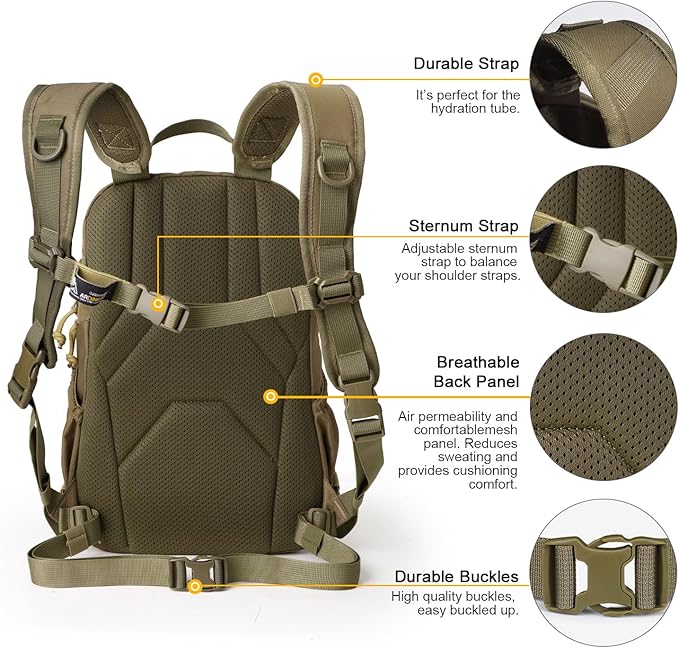 Mardingtop Small Tactical Backpack,Molle Hiking Backpack for Backpacking,Cycling and Biking,15L/25L Backpack