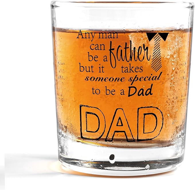 Nogrit Dad Whiskey Glasses 10 oz, Best Dad Gifts for Father's Day Birthday, Father Daddy Gifts Old Fashioned Rocks Glasses for Drinking Cocktail Scotch Vodka Tequila Rum