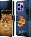 Head Case Designs Officially Licensed Harry Potter Crookshanks Prisoner of Azkaban II Leather Wallet Case Compatible with Apple iPhone 14 Pro Max