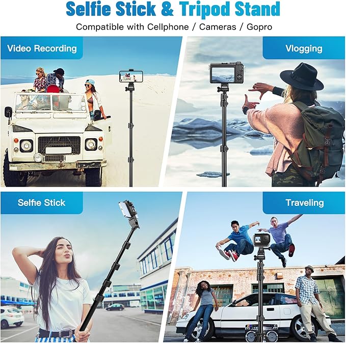 Victiv Phone Tripod, 70" Tripod for iPhone with Remote and Phone Holder, Sturdy & Stable, Adjustable Camera Stand & Selfie Stick Mode, Perfect for Selfies/Recording/Vlogging/Live Streaming