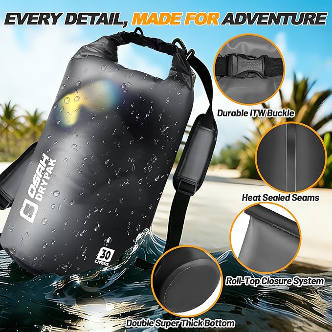 Waterproof Dry Bag, 5L/10L/20L/30L/40L Roll Top Lightweight Storage Backpack with Phone Case for Women & Men, Floating Waterproof Sack for Travel, Swimming, Kayaking, Paddle Board, Camping & Beach