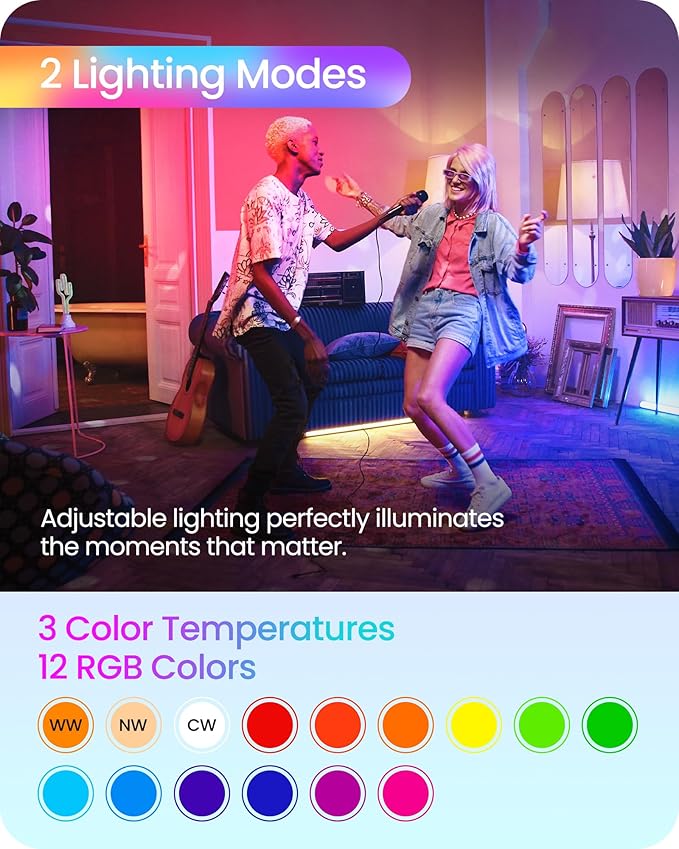 Rechargeable Light Bulbs with Remote Control, 2 Pack E12 Base Battery Operated Light Bulbs, 3 Timer 15 Colors Selectable, Dimmable Wireless RGB LED Bulb for Lamp, Non-Hardwired, R08YBP205