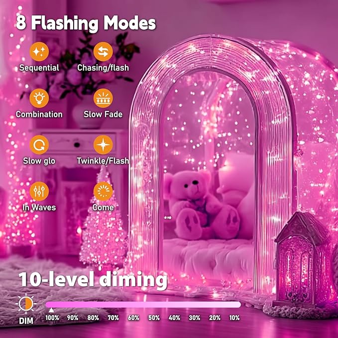 ZSJWL 6 Pack Rechargeable Fairy Lights with Remote & DIY Timer, 7Ft 20LED Mini Battery String Light, Twinkle Silver Copper Wire Lights for Wedding Party Bedroom Christmas Table Decoration (Pink)