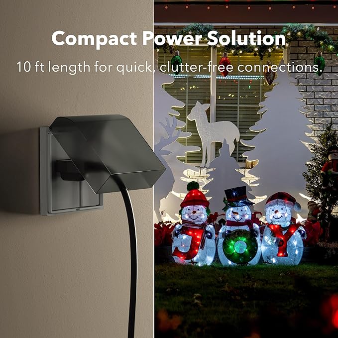 BN-LINK [2 Pack] 10ft Indoor Outdoor Extension Cord 16/3 SJTW, Black, 3-Prong, Weather Resistant & Flame Retardant, for Garden, Landscaping & Holiday Decorations
