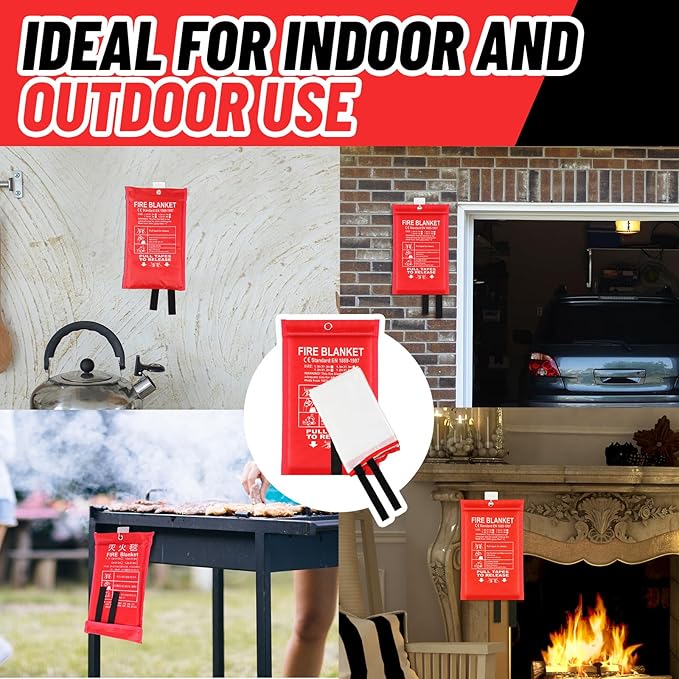 60 Pcs Emergency Fire Blankets for Home and Kitchen 40x40 Inch 20 Fiberglass Fire Suppression Blankets with 20 Fireproof Gloves & 20 Hooks for House Grill Fireplace Camping Car Warehouse Safety